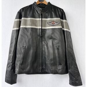 Harley Davidson Leather Motorcycle Jacket Biker Bomber Mr. Tony’s Men’s L